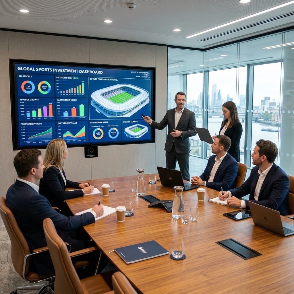 Boardroom meeting presenting ROI models